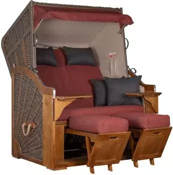 bene living Strandkorb Schleswig Pinie Braun PE Mokka Dessin 566