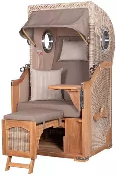 bene living Ammersee Strandkorb 1-Sitzer, Teak, PE Shell (Modell 534)