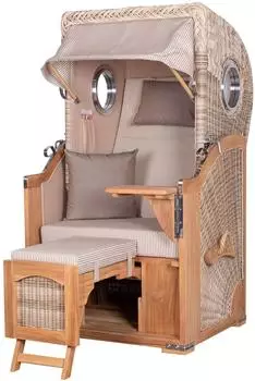 bene living Ammersee Strandkorb 1-Sitzer Teak PE Shell Volllieger (Modell 510)