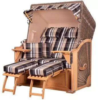 bene living Schaalsee Strandkorb 2-Sitzer Volllieger Teak PE grau (Modell 583)