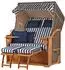 bene living Schaalsee Strandkorb-Komplettset 2-Sitzer Teak PE-Geflecht grau mit Liftersystem (Modell 518)