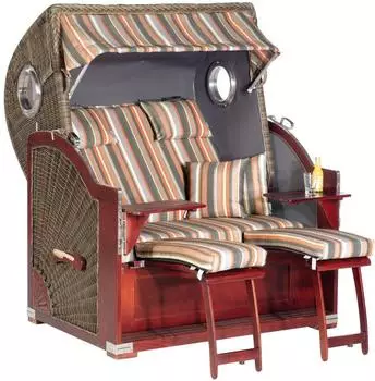 SunnySmart Strandkorb Rustikal 500 Plus 140 x 170 x 105 cm Dreiviertelllieger cappuccinofarben/mahagoni - braun