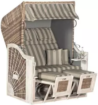 SunnySmart Rustikal 285Z Sun Edition Strandkorb 2-Sitzer, 3/4-Liegemodell, Kunststoffgeflecht, mix-brown (70082102-1248)