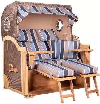 Mr. Deko Strandkorb Baltikum Bullauge Teak PE Grey Dessin 580