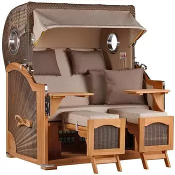 Mr. Deko D&uuml;ne Grande XL Teak Bullauge PE grey Dessin 510 (MD02007)