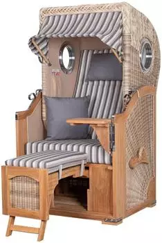 bene living Ammersee Strandkorb 1-Sitzer Volllieger Teak PE Shell (Modell 545)