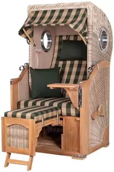 bene living Ammersee Strandkorb 1-Sitzer Teak PE Shell Volllieger (Modell 506)