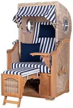 bene living Ammersee Strandkorb 1-Sitzer Teak PE Shell Volllieger (Modell 518)