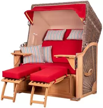 bene living Schaalsee Strandkorb 2-Sitzer Volllieger Teak PE grau (Modell 585)