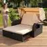 Mucola Strandkorb-Sonnenliege Polyrattan mit Dach, schwarz (50003209)