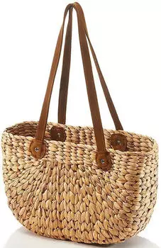 kobolo Shopper Korbtasche aus Wasserhyazinthe nature brown