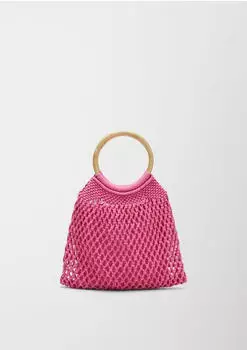 S.Oliver Makramee Shopper Holzgriff pink