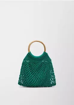 S.Oliver Makramee Shopper Holzgriff smaragd