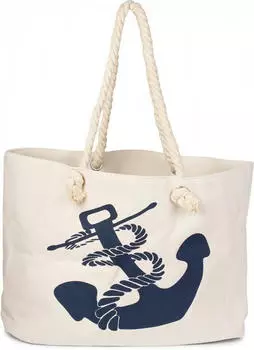 styleBREAKER Flechtoptik Anker Print Creme Marine