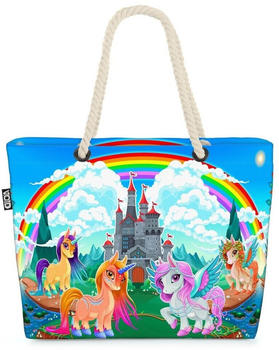 VOID Einhörner Schloss Beach Bag Einhorn Traumschloss Mädchen Unicorn Regenbogen