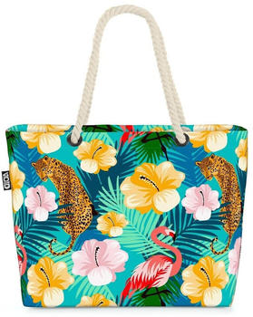 VOID Flamingo Leopard Hibiskus Beach Bag Ur Wald Leopard Tropen Wald Dschungel
