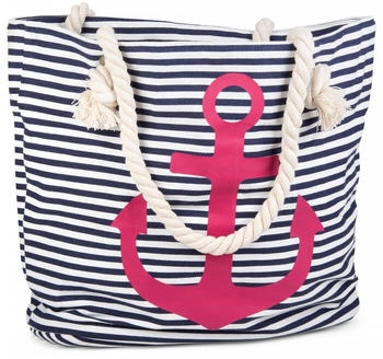 styleBREAKER Streifen und Anker Marine white / Pink