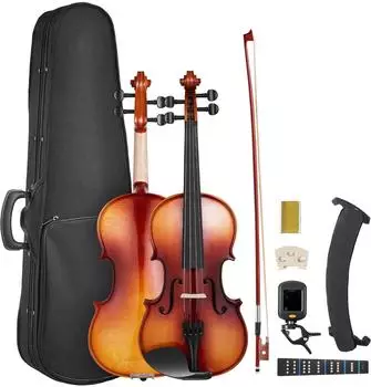 VEVOR Violine 4/4 Massivholz, 584,2mm Armlänge, glänzend braun