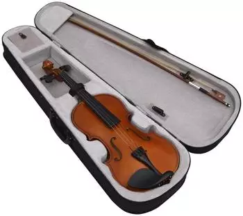 vidaXL Violine Komplettset mit Bogen und Kinnhalter, dunkles Holz 4/4 (70142)