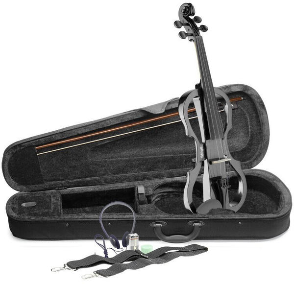 Stagg EVN X-4/4 MBK 4/4 E-Violine Set E-Geige Schwarz Metallic inkl. Zubehör