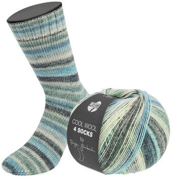 Lana Grossa Cool Wool 4 Socks Print 100 g 7751 Hell-/Mittel-/Dunkelgrau/Hell-/Dunkelblau