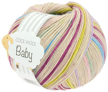 Lana Grossa Cool Wool Baby 50 g 312 Rohweiß/Türkis/Rosa/Lindgrün/Gelb/Fuchsia