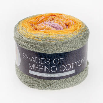 Lana Grossa Shades of Merino Cotton 615 grüngrau/gelb/orange/fliederrosa