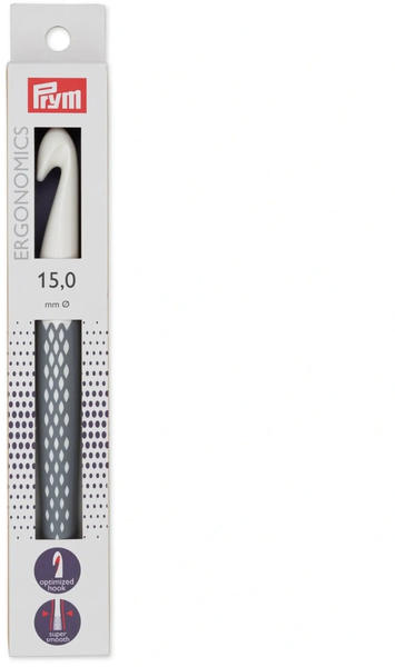 Prym Wollhäkelnadel prym.ergonomics 15mm x 18,5cm grau (218494)