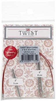 ChiaoGoo Twist (5 + 8cm 2,00mm) Spitze kurz austauschbare Nadel -Tips Combo -Pack (CG7123-0)