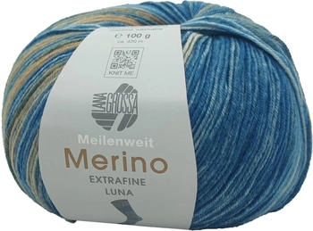 Lana Grossa Meilenweit 100 Merino Extrafine Luna 4113 petrol-/graublau/hellorange/beige/hellblau (19574113)
