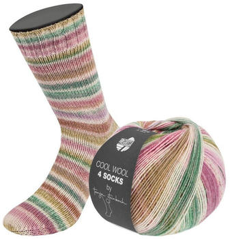 Lana Grossa Cool Wool 4 Socks Print 100 g 7752 Hellgrau/Grauviolett/Brombeer/Mauve