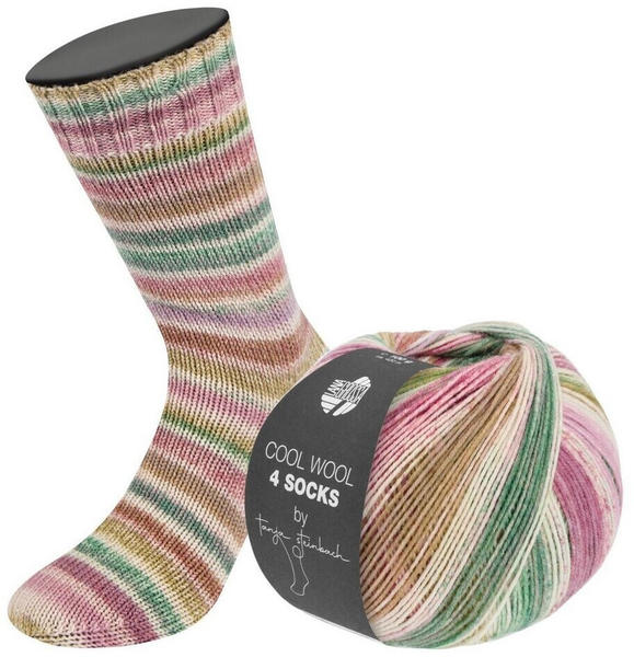 Lana Grossa Cool Wool 4 Socks Print 100 g 7752 Hellgrau/Grauviolett/Brombeer/Mauve