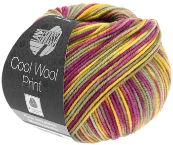 Lana Grossa Cool Wool Print 50 g 822 Magenta/Gelb/Khaki/Graublau/Orange