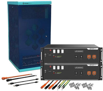 Pylontech 2x US3000C LiFePO4 Batterie 7kWh mit Wechselrichter-Anschlusskabelset und Batterieschrank (015635-001)