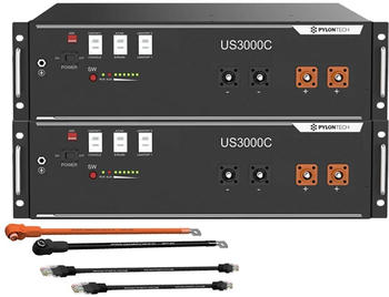 Pylontech 2x US3000C LiFePO4 Batterie 7kWh mit Wechselrichter-Anschlusskabelset (015635-002)