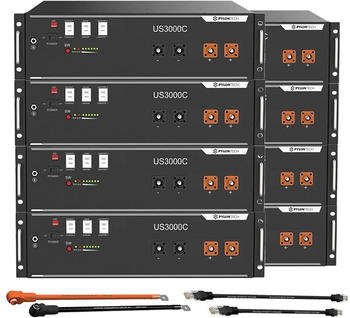 Pylontech 8x US3000C LiFePO4 Batterie 28kWh mit Wechselrichter-Anschlusskabelset (015635-026)