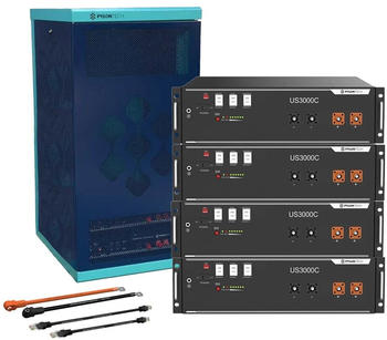 Pylontech 4x US3000C LiFePO4 Batterie 14kWh mit Wechselrichter-Anschlusskabelset und Batterieschrank (015635-009)