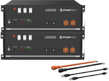 Pylontech 2x US5000 LiFePO4 Batterie 9,6kWh mit Wechselrichter-Anschlusskabelset (015655-006)
