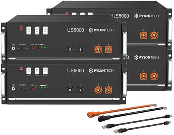 Pylontech 4x US5000 LiFePO4 Batterie 19,2kWh mit Wechselrichter-Anschlusskabelset (015655-014)