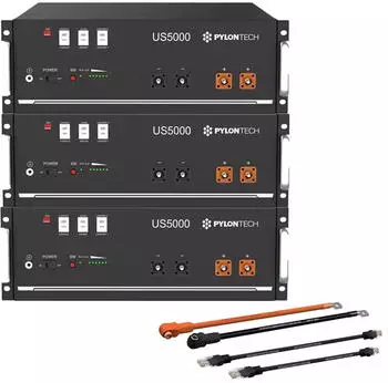 Pylontech 3x US5000 LiFePO4 Batterie 14,4kWh mit Wechselrichter-Anschlusskabelset (015655-010)