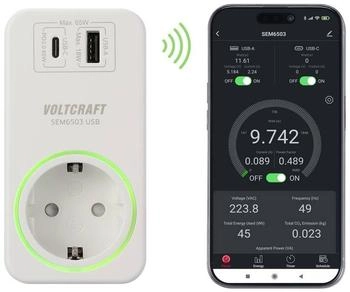 Voltcraft SEM6503 Energiekosten-Messgerät mit USB-Schnittstelle inkl. Funksteckdose und Datenexport (VC-14514995)