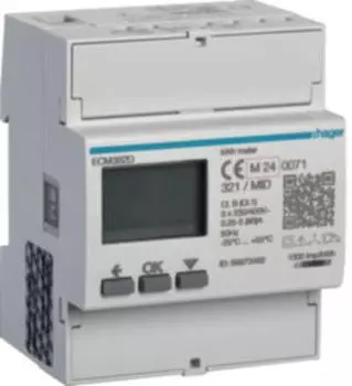 Hager Energiezähler 3phasig 80A, 4M, MBUS, MID ECM382D