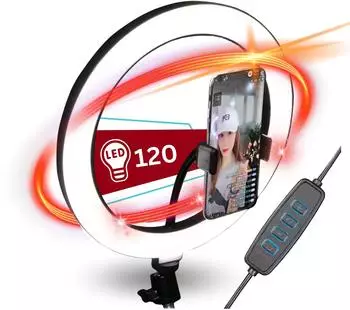 TronicXL Ringlicht 10 Zoll, 120 LED, mit Handyhalter und 1/4" Stativadapter (TR-Ringlight-1)