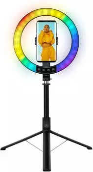 LogiLink Smartphone-Ringlicht mit Selfie-Stick-Stativ und Fernausl&ouml;ser, &Oslash;25cm (AA0156)