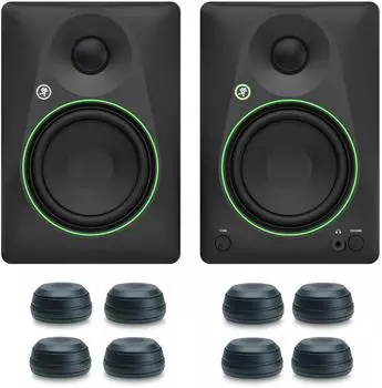 Mackie CR5BT aktive 2-Wege Studio-Monitore mit Bluetooth und Boxenfüßen (cr5bt-2xssa300)