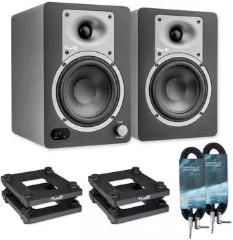 Fluid Audio C50BT Studio-Monitore mit Stativen und Kabeln (c50bt-ds5-2xgc08)