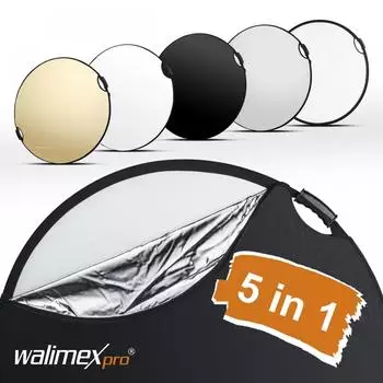 Walimex pro 5in1 Faltreflektor wavy comfort Ø107cm mit Griffen und 5 Reflektorfarben Walimex pro 5in1 Faltreflektor wavy comfort Ø107cm mit Griffen und 5 Reflektorfarben