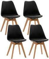 Clp - 4er Set Esszimmerstuhl Linares Schwarz Kunststoff
