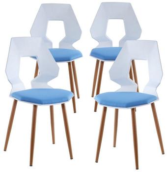 Trisens 2er 4er Set Design Stühle Esszimmerstühle 4 St. Weiß / Hellblau