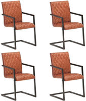 vidaXL Freischwinger 4 Stk. Braun Echtleder